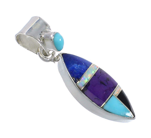 Sterling Silver And Multicolor Inlay Southwest Slide Pendant YX67848